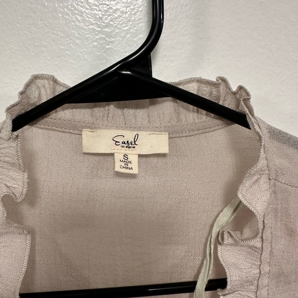 Anthropologie easel Taupe gray Ruffle Open-Front Kimono cardigan oversized small - Picture 3 of 7